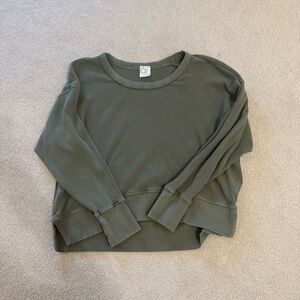 aerie Olive Waffle Knit Pullover